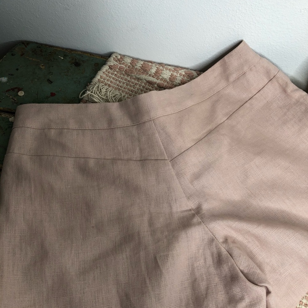 JOIE Leiden Picnic Pink Linen Falt-Front Dress Shorts Sz 2 Low Rise Y2K Preppy - Picture 14 of 15